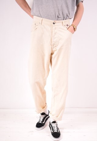 HENRI LLOYD MENS VINTAGE TROUSERS W38 L29 BEIGE 90S