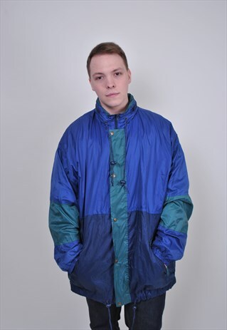 80S MULTICOLOR RAINCOAT, VINTAGE OVERSIZE TRAVEL WINDBREAKER