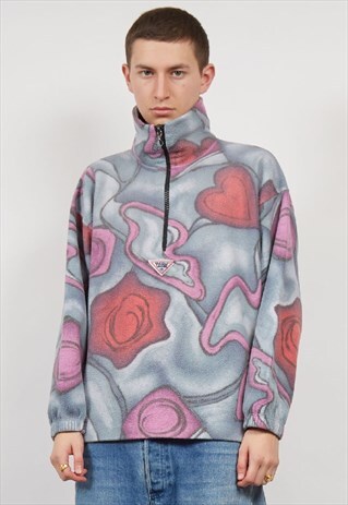 VINTAGE 80'S WIGGLE PRINT QUARTER ZIP FLEECE