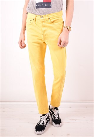 LEVI'S MENS VINTAGE JEANS W30 L29 YELLOW 90S