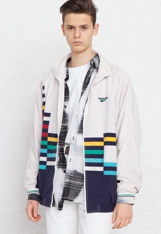VINTAGE WHITE REEBOK ZIP TRACK JACKET