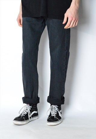 VINTAGE 90S FADED BLACK BLUE MIX LEVIS 501 JEANS