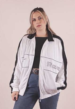 VINTAGE 90S REEBOK WHITE OVERSIZED TRACK JACKET /A16051