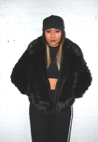 FAUX FUR COAT (1990'S/BLACK)