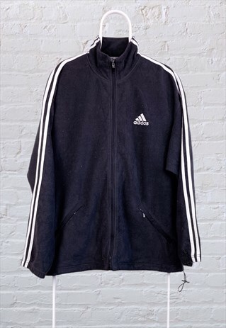 VINTAGE ADIDAS FLEECE JACKET BLACK XL