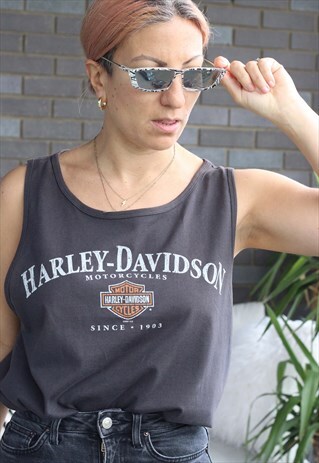 VINTAGE Y2K HARLEY DAVIDSON GREY NORTH CAROLINA VEST