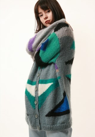 90S VINTAGE WARM MOHAIR WOOL COLORBOCK OVERSIZED JUMPER 1200