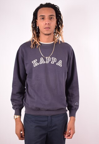 KAPPA MENS VINTAGE SWEATSHIRT JUMPER LARGE NAVY BLUE 90S