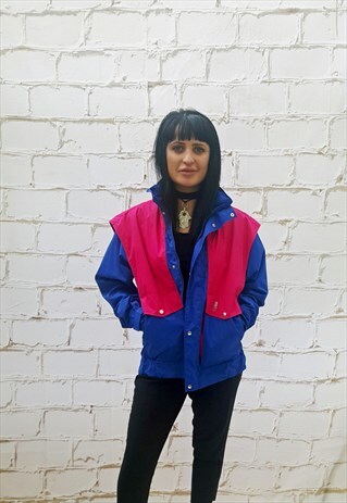 VINTAGE BLUE & PINK HELLY HANSEN WATERPROOF JACKET