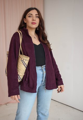 VINTAGE 90S ZIP FLEECE IN PURPLE