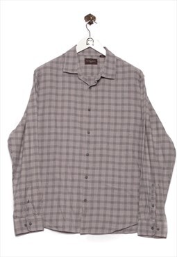 Vintge  Black Browm Flannel Shirt Checkered Pattern Grey/Che