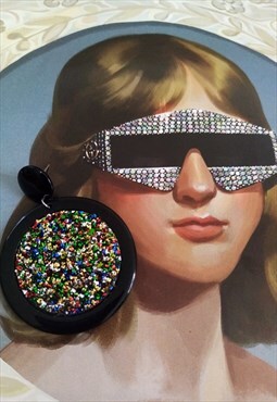 Multicolour glitter dangle earrings. 