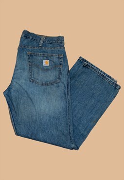 Vintage Carhartt Jeans Workwear Cargo Pants 38x30 Blue 5121