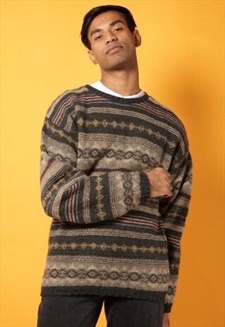 90S GREEN PATTERNED JUMPER