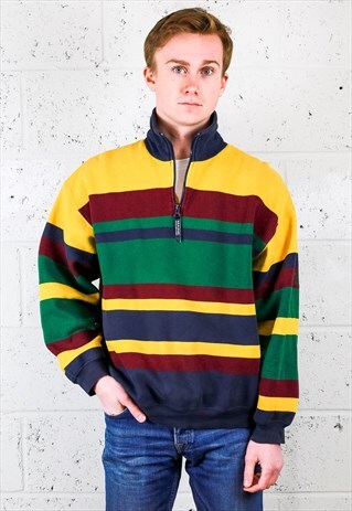 COLOURFUL STRIPED 1/2 ZIP JUMPER