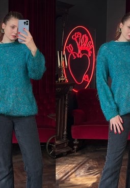 Vintage Turquoise Mohair Oversized Sweater