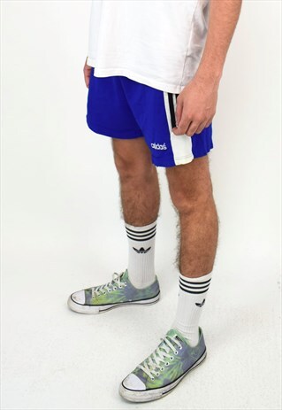 MEN'S VINTAGE 90'S ADIDAS BLUE & WHITE SHORTS