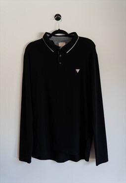 Vintage Guess USA Black Long Sleeve Polo Shirt