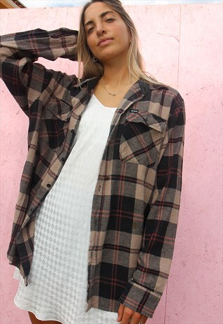 CHECK FLANNEL SHIRT IN BROWN