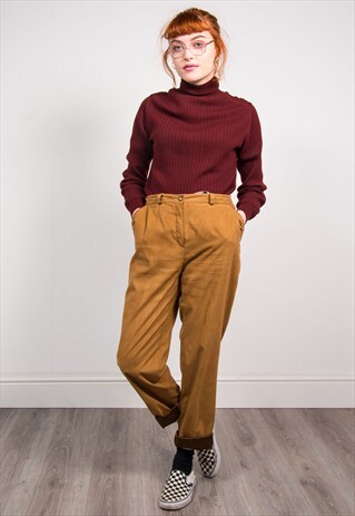 VINTAGE 90'S TAN FAUX SUEDE TAPERED HIGH WAIST TROUSERS