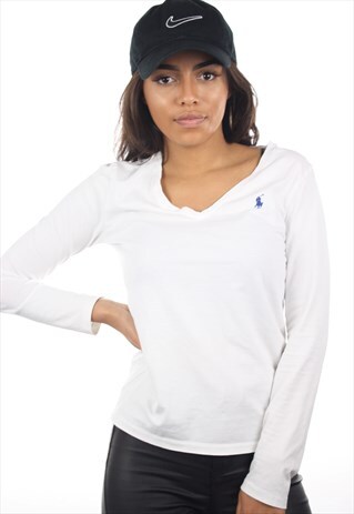 VINTAGE RALPH LAUREN LONG SLEEVE V NECK T SHIRT