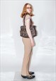 VINTAGE Y2K SEXY TIE BELT STRAIGHT FIT TROUSERS IN TAN