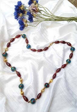 Vintage 90s Glass Beaded Necklace