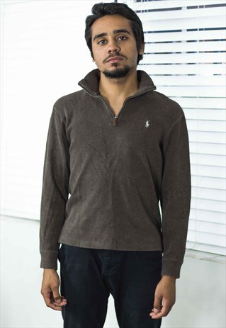 VINTAGE POLO RALPH LAUREN 1/4 ZIP JUMPER SWEATER 90S S 15.4