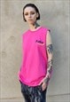 MONEY PRINT TANK TOP BANK CARD T-SHIRT VEST IN PINK