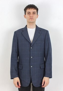 London Men Wool Plaid Blazer Linen Suit UK 38 Jacket Coat S