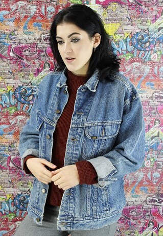 VINTAGE 80S MID BLUE LEE DENIM HARD ROCK CAFE JACKET. UNISEX
