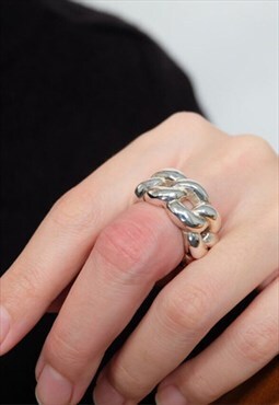 Infinity Rope Design Statement Solid Ring 925 Silver