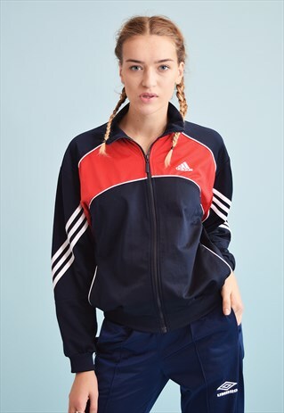 90'S RETRO ADIDAS TRACKSUIT SPORTS NAVY BLUE JACKET