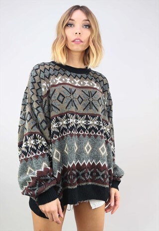 VINTAGE OVERSIZED PATTERNED JUMPER