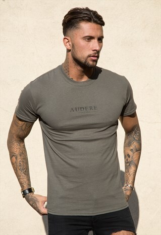 OLIVE T-SHIRT BLACK PRINT