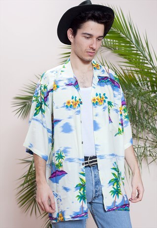 VINTAGE SHORT SLEEVE, BUTTON DOWN, COLORFUL,FROM THE 90S