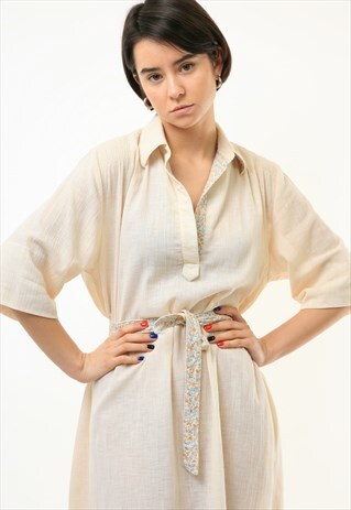 MIDI LENGTH BEIGE IVORY PENCIL SHORT SLEEVE DRESS 3668