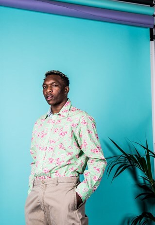VINTAGE TOMMY HILFIGER SHIRT WITH GREEN AND PINK FLORAL