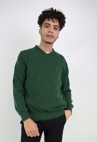 VINTAGE 90'S TOMMY HILFIGER GREEN JUMPER