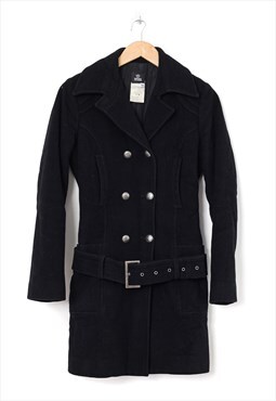 Vintage VERSACE Pea Coat Jacket Double Breasted Black