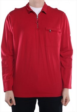 Vintage Nautica - Red Quarter Zip Sweatshirt - Large
