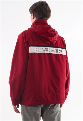 VINTAGE TOMMY HILFIGER WINDBREAKER RED BIG LOGO