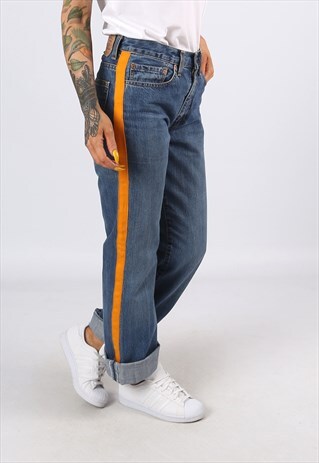 LEVIS 501'S DENIM JEANS REWORKED SIDE STRIPE UK 8 - 10 (93AB