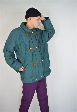 VINTAGE GREEN RETRO PUFFER JACKET