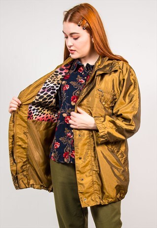 VINTAGE 90'S METALLIC BROWN LIGHTWEIGHT PARKA COAT
