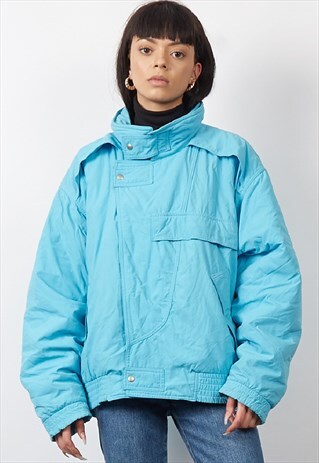 VINTAGE 80'S BELFE & BELFE BRIGHT BLUE PADDED JACKET