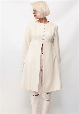 VINTAGE 80' ELEGANT BEAUTIFUL UNIQUE CREAM JACKET