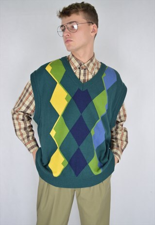 VINTAGE GREEN CHECKERED SWEATSHIRT