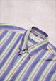 VINTAGE 90S BEN SHERMAN BLUE YELLOW STRIPED SHIRT