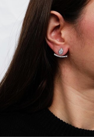 TWO WAY CZ STERLING SILVER EARRING